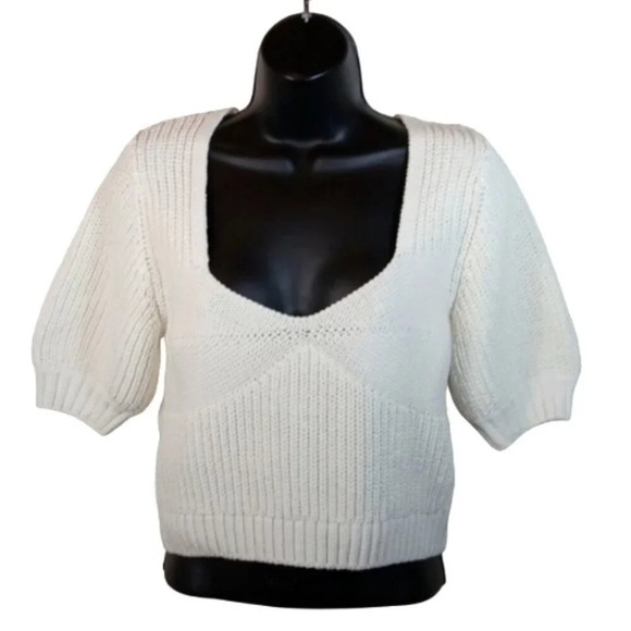 & OTHER STORIES Cropped Sweetheart Bustier Knit Top in cream size Medium - Picture 1 of 11